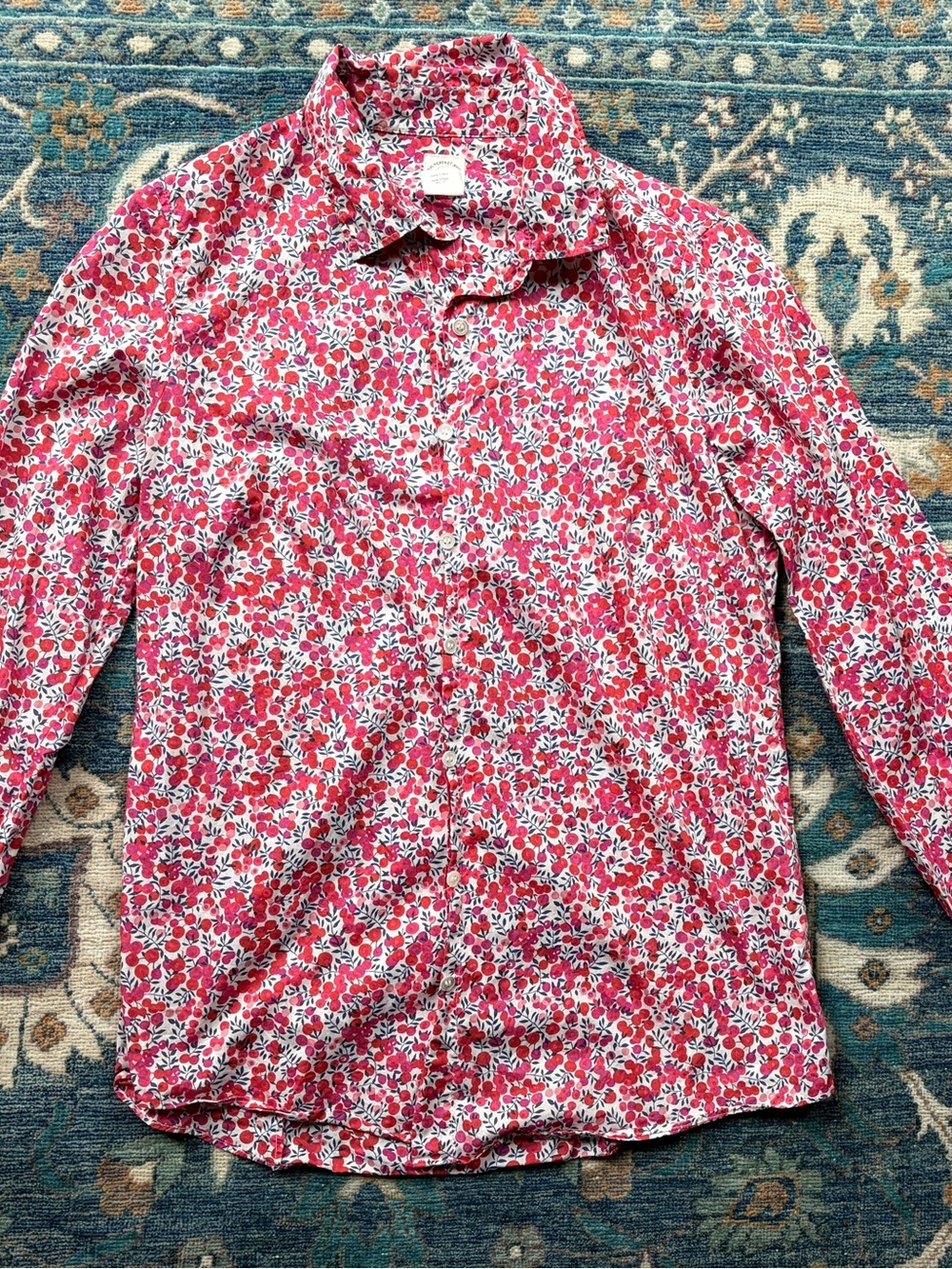 J. Crew Pink Red Floral Button-Down Shirt